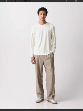 Theory Men's Long Sleeve Essentials Crewneck Shirt - Light Gray